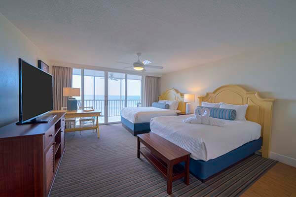 Two queen studio guest room at Pink Shell Resort in Fort Myers