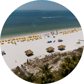 aerial view of Pink Shell's private beachfront