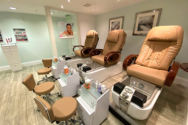 Pedicure chairs at Aquagene Spa in Fort Myers